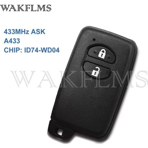 2 Buttons Black 433MHz ASK A433 Board ID74-WD04 Chip Smart Remote Key For Toyota Keyless Go Keyless Entry Completed Key TOY48