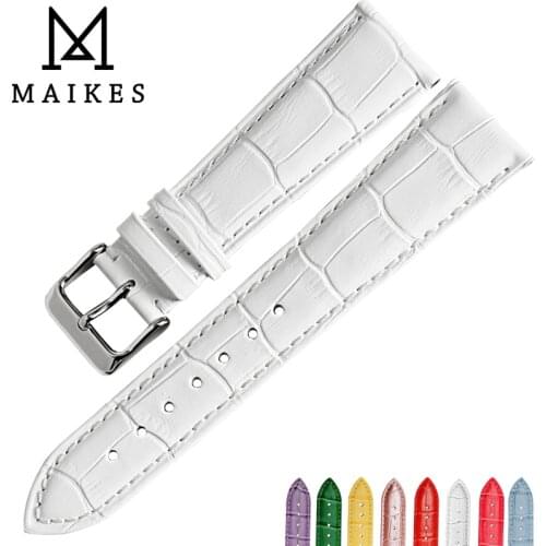 MAIKES Fashion White Cow Leather Watch Bands 12mm 14mm 16mm 18mm 19mm 20mm 22mm Watch Strap Accessories For Watch Bracelet