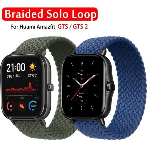 Fabric Braided Solo Loop Strap For Xiaomi Amazfit Bip S/Bip U Lite Smart Watch 20MM Nylon Elastic Band For Amazfit GTS/GTS2 Mini