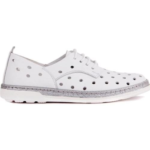 Sail Lakers - Breathable Genuine Leather Women Shoes Summer Women Causal Shoes with Hole Comfortable Sneakers Flat Shoes Female Basic Shoes Made in Turkey