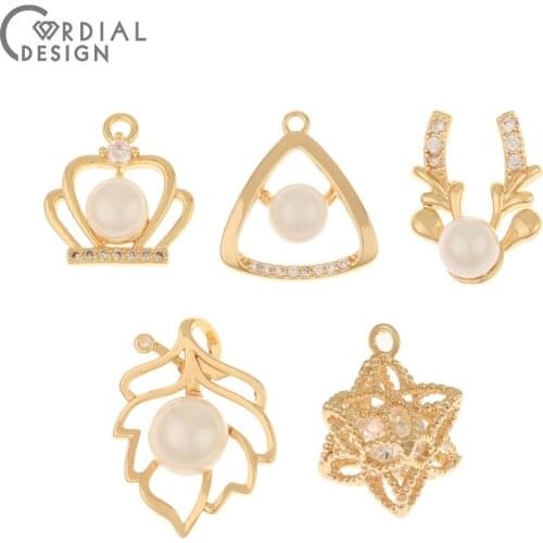 Cordial Design 30Pcs CZ Charms/Hand Made/Jewelry Accessories/Imitation Pearl/Genuine Gold Plating/Pendant/DIY Earrings Making
