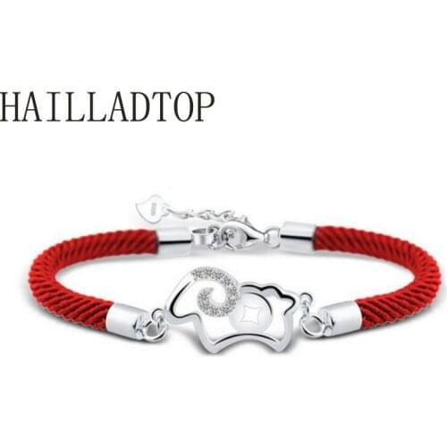 Silver Red String Bracelet Fashion Hollow Lamb Cute Retro Jewelry Wild Super Flash Lucky Crystal Jewelry Girl Children Gift