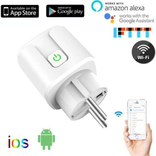 Tuya WiFi EU Smart Plug 20A 100-240V Adapter Wireless Remote Voice Control Power Monitor Timer Socket for Google Home Alexa