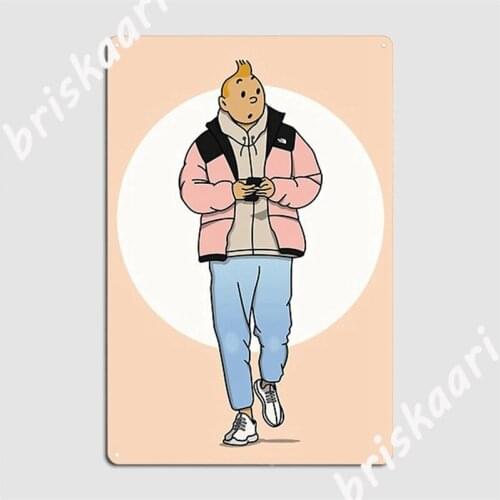 Tintin Casual Metal Signs Wall Decor Wall Cave Cave pub Retro Tin sign Posters