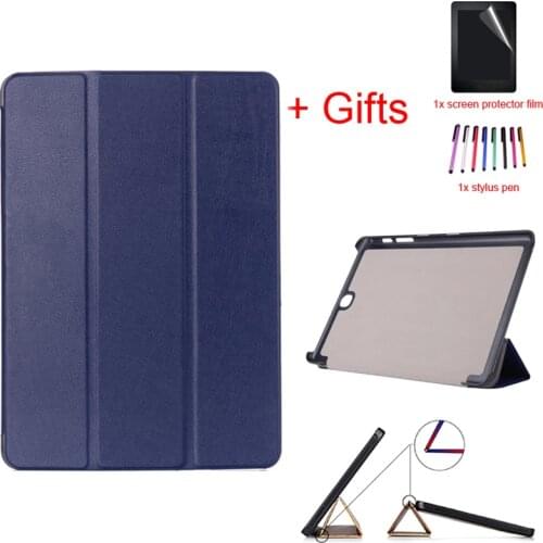 Smart Magnetic PU Leather Case for Samsung Galaxy Tab A 9.7 SM-T550 T555C P550 P555C 9.7inch Tablet Stand Cover +Film+Pen