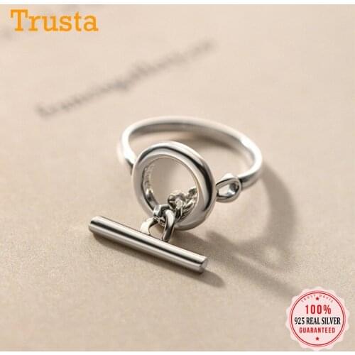 Trustdavis Authentic 925 Sterling Silver Fashion Sweet Round Stick Chain Opening Ring For Women Wedding Party Jewelry DA1054