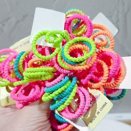 10pcs Toddler Mini Elastic Hair Bands Child Mixed Colors Headwear Fashion Fluorescence Color Kids Hair Accessories