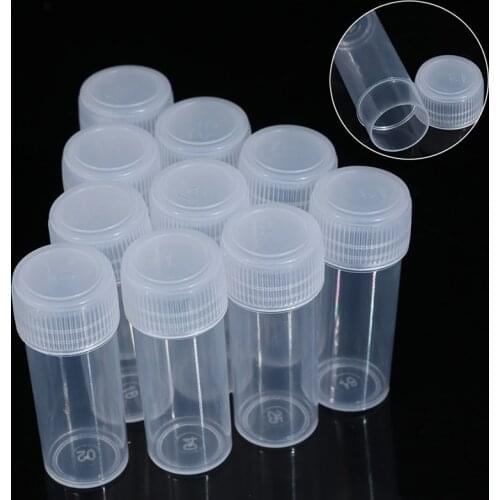 10Pcs 5ml Plastic Test Tubes Vials Sample Container Powder Craft Screw Cap Bottles for Office School Chemistry Supplies