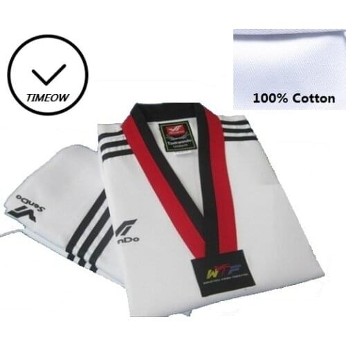 100% Cotton Taekwondo Doboks 3 Stripe Uniform Clothes Professional Myfi Long-Sleeve Karate Suit Dedicated suit for Child & Adult