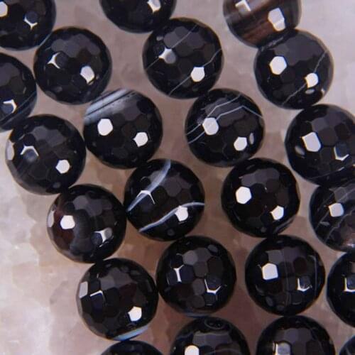 12MM Black Veins Carnelian Faceted Loose Beads 15 Inch Jewelry Making D109
