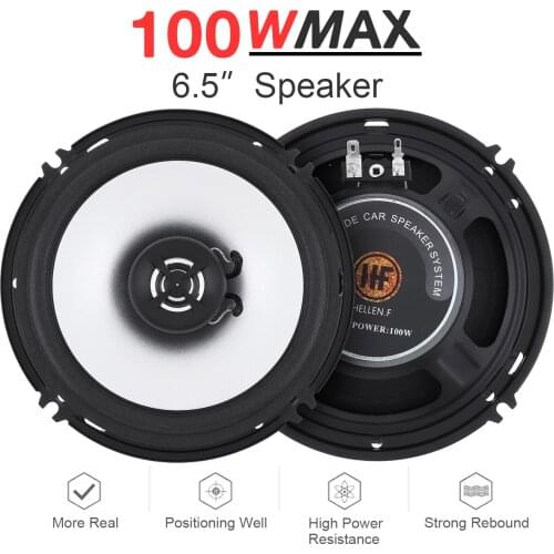 2pcs 6.5 Inch 100W Car Coaxial Speaker High Mid Bass Ultra-thin Modified Loudspeaker Non-destructive Installation