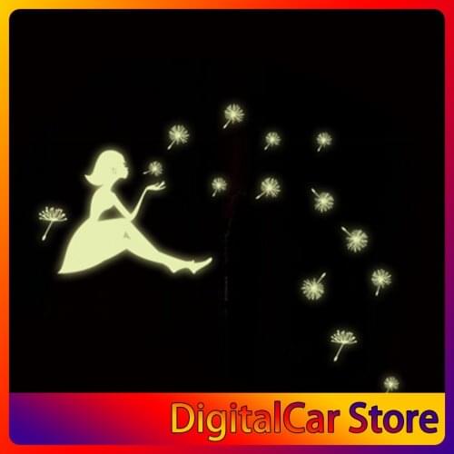 2018 Home Decor Super Deal Glow In Dark Wall Sticker Dandelion Girl Luminous Fluorescent Stickers Wall Decals Mural Kids Room