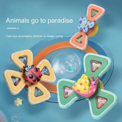 3PCS Infant Bath Toys Baby Rotary Toy Decompression Attractive Suction Cup Bathroom Spinner Toy Sucker Dining Chair Artifact Toy