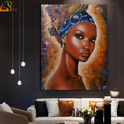 African woman 5d diy diamond painting full square drill mosaic picture of rhinestones embroidery Traditional headdress girl