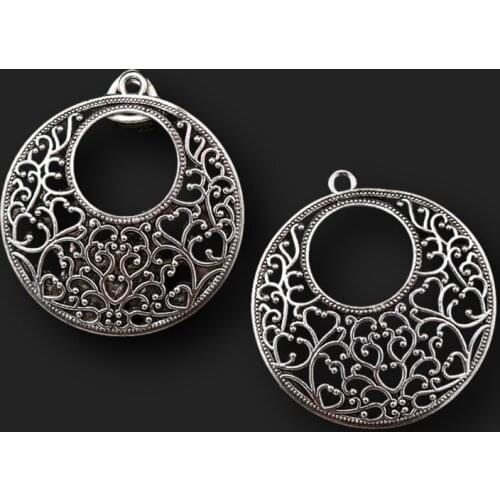 8pcs Silver Color Concentric Circle Charm Flower Of Life Alloy Pendants Retro DIY Charms Necklace Earrings Jewelry Carfts Making