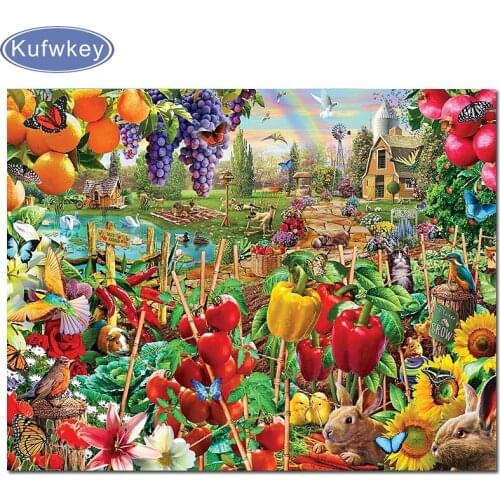 Diamond Painting"A good harvest"Full Square round Diamond Embroidery Rhinestone Cross Stitch Diamond Mosaic Landscape Home Decor