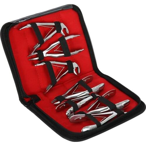 AZDENT 7 Pcs/Set Child Tooth Extracting Forceps Surgical Extraction Plier Kit Stainless Steel
