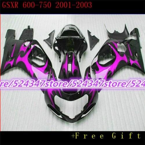 B Market hot sales manufacturers GSXR600 750 01 02 03 GSXR600 750 smooth ink black motorcycle fairing of mei pink flame