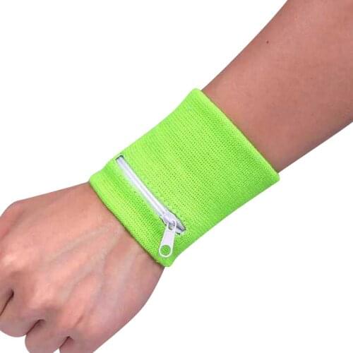 Zipper Wristband Basketball Sports Wipe Sweat Absorb Summer Men and Women Put Keys As Coin Purses Wrist Band