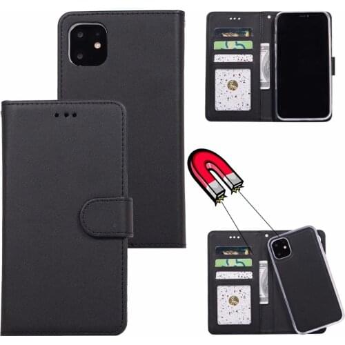 For iPhone 11 Pro Max Case Xs Max Xr X 8 7 Plus SE 2 Cover Leather Wallet Cover Detachable Magnetic Force Car Mount Holder Purse