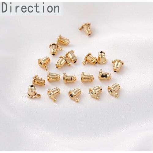 Color-preserving copper-plated 18K gold bullet with ring ear plug handmade diy earrings material jewelry accessories