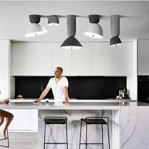 Designer Gray White Ceiling Lights for Living Room Bedroom Modern Bedroom Office Minimalist Pizza Ceiling Lamps Deco Fixtures