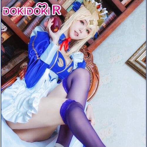 DokiDoki-R Game Cosplay Fate Grand Order Lancer Artoria Pendragon Cosplay Maid Costume Women Game Fate Costume Artoria Pendragon