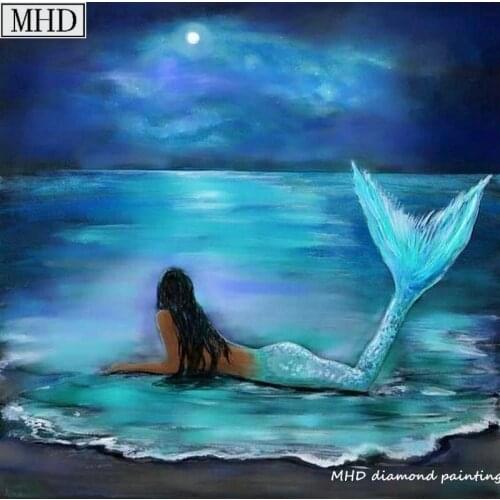 Home Decor 3D Mermaid Picture Diamond Painting Cross Embroidery Round Round Drill 5d diy Diamond Embroidery Needle Art Sticker