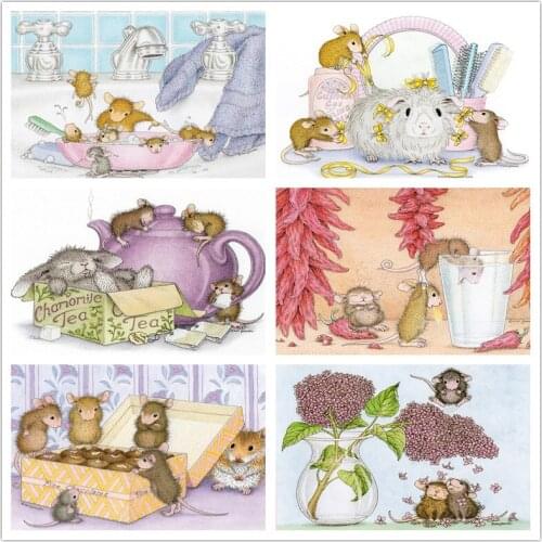 Home decor diamond painting 5D Cartoon mouse family DIY diamond embroidery on the photo diamond mosaic Christmas gifts