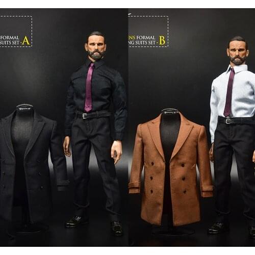 Brown/Black Color TC 62031 1/6 Action Figure Clothing Set Gentleman Mens Coat Formal Suit Set for 12" Male Man Figure Body Toy