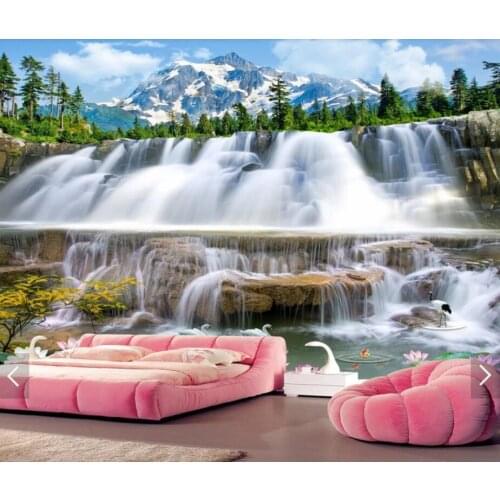 Decoration Mural 3D Forest Waterfall Mural Wall Papers for Walls Wallpaper Nature View Canvas HD Photo Wallpapers Contact Paper