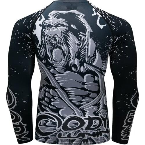 Customize Running T-Shirt Rashguard Men Long Sleeve T Shirts Bodybuilding MMA Clothing Sport 3D Print T Shirt Tops