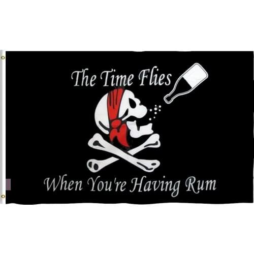 Candiway 3x5 Foot Jolly Roger Flag with drink Vivid Color and UV Fade Resistant Canvas Header Double Stitched Pirate Flag