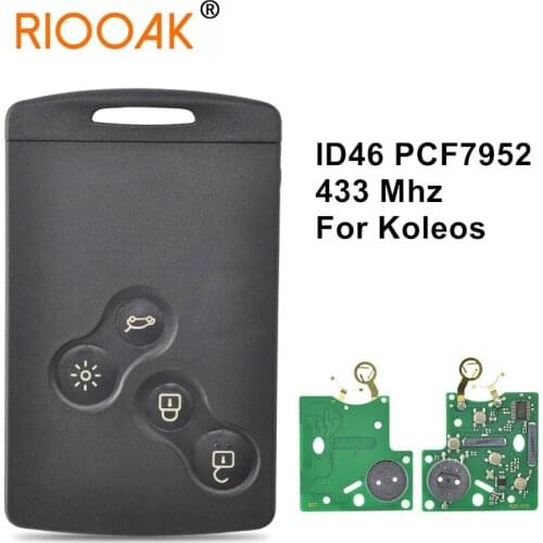 Car Smart Card Key 7952 Chip 433Mhz 4 Button Keyless Entry Auto Remote Control Key For Renault Megane 3 Koleos