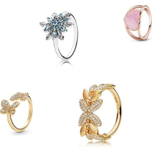 925 sterling silver Pan rings can be stacked with snowflake crystal rings, womens wedding banquet gifts, jewelry