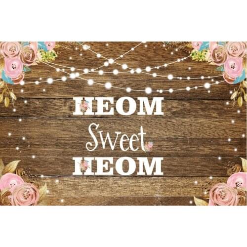 Sweet Home Brown Wooden Board Flowers Happy Birthday Backdrop Holiday Party Room Decor Photo Booth Studio Prop
