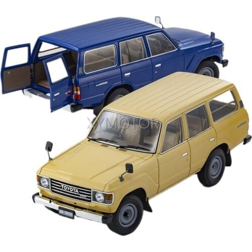 Kyosho 1:18 Model For Toyota Land Cruiser LC60 Diecast Car Model Kids Boy Gifts Gift Collection Display Khaki/Blue Metal