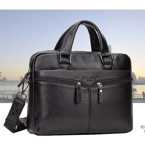 Men Genuine Leather Tote Handbag Messenger Briefcase Bag Designer Fashion Male Real Cowhide Business Cross Body Shoulder Bags