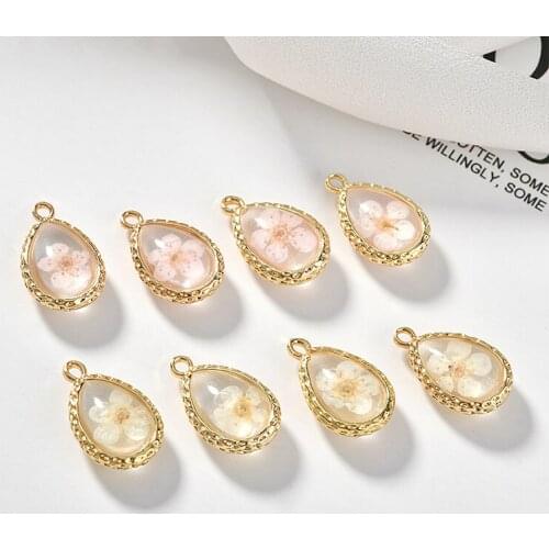 Newly arrived Water drop shape 20pcs/lot Flower decoration copper charms diy jewelry necklace/earrings for women accessory