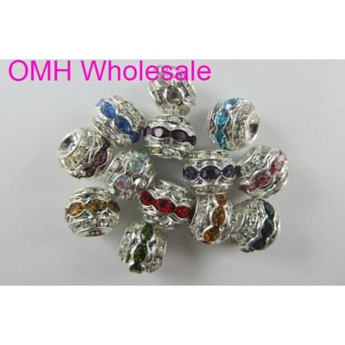 OMH wholesale 10pcs 10 mm mix DIY Rhinestones Jewelry accessories AAA++ Crystal charm round beads for Shambhala bracelet PJ315