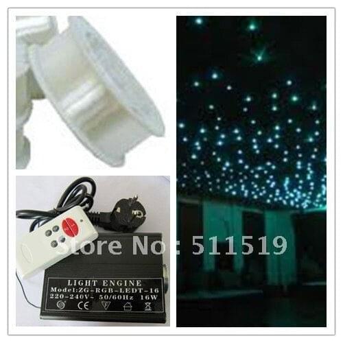 Great discount--1roll 0.75mm PMMA plastic optical fiber 2700m +1pc 16W LED RGB light engine with remote