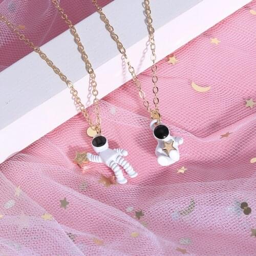 Lovers Matching Friendship Spaceman Astronaut Pendant Cute Couple Necklace Hip-hop Street Necklaces Jewelry Anniversary Gift