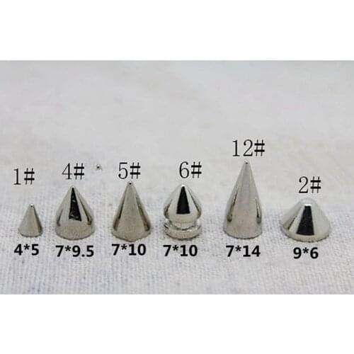 5-29mm Silver Metal Spikes Corns Garment Rivet Studs With Screws For Bag Hat Bracelet Shoe Leather Carft Chocker DIY Accessories
