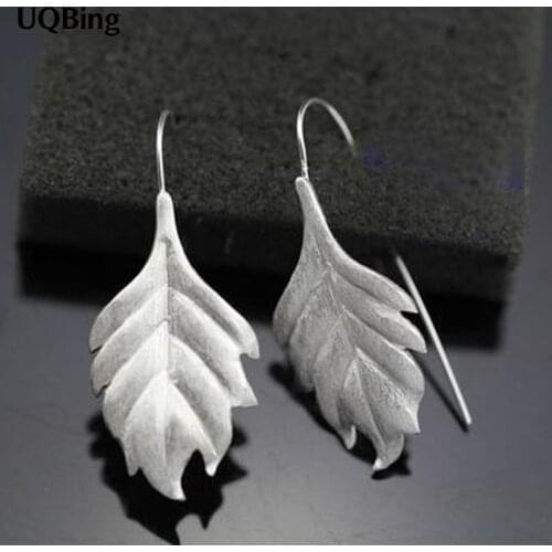 Latest New Style Fashion 925 Sterling Silver Feather Drop Earrings Leaves Earrings Jewelry Pendientes Brincos Fashion Jewelry