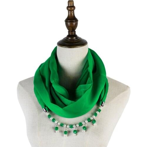 Silk scarf pendant necklace scarfs mujer jewellery echarpe hijab feminino fashion silk necklace spring new plain pendants shawls