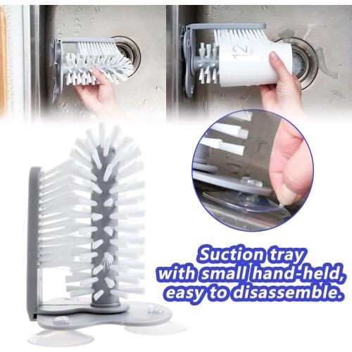 Glass Washer Sink Suction Cup Base Cleaning Bottle Glass Brush Bathroom Tool Creative Suction Wall Lazy Cup Brush Glass Cleaning