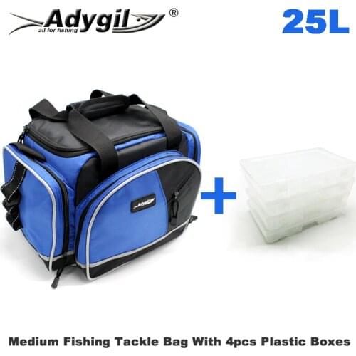 Adygil Medium Fishing Tackle Bag W/4 Medium Utility Boxes Fishing Bag