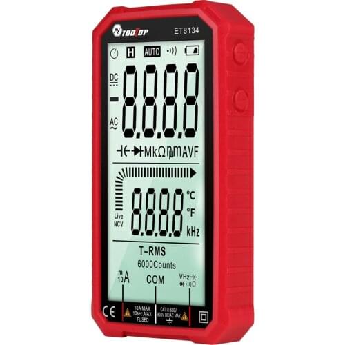 Tooltop ET8134 Digital Multimeter 4.7In DC/AC 600V Current Voltage Measurement Capacitance Resistance Measuring Meter NCV Tester