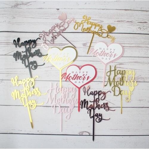 Happy Mothers Day Cake Topper Acrylic Cake Top Flag Cake Decorating Supplies For Mum Mother Birthday Celebration Party Decor