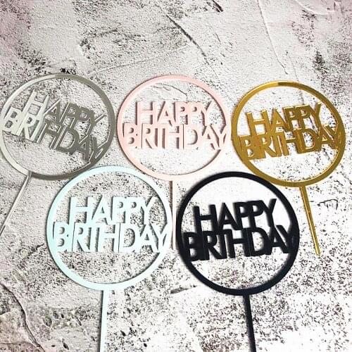 Baby Shower Simple Gold Acrylic Happy Birthday Cake Topper Birthday Cake Topper for Anniversary Borthday Party Cake Supplies
